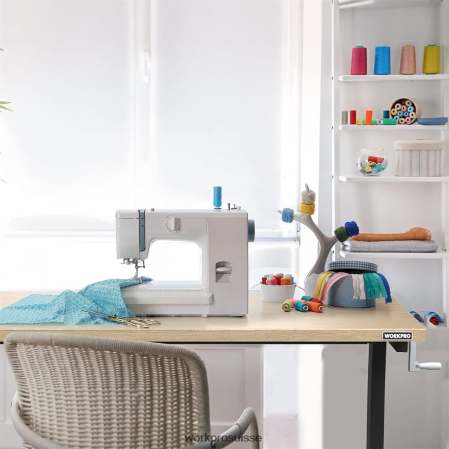 table de travail réglable en hauteur avec manivelle, avec roulettes et pieds de nivellement, capacité de charge de 500 lb Z2LXTF3 utile WORKPRO stockage