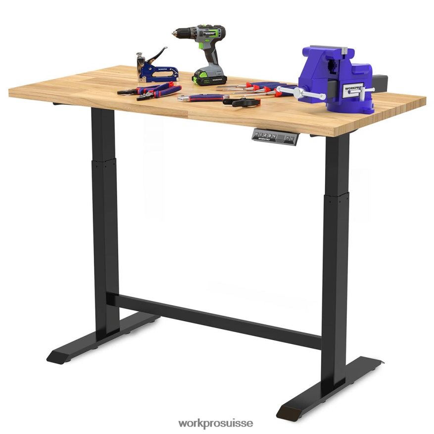 établi électrique réglable en hauteur avec plateau en bois et double moteur Z2LXTF5 morden WORKPRO stockage