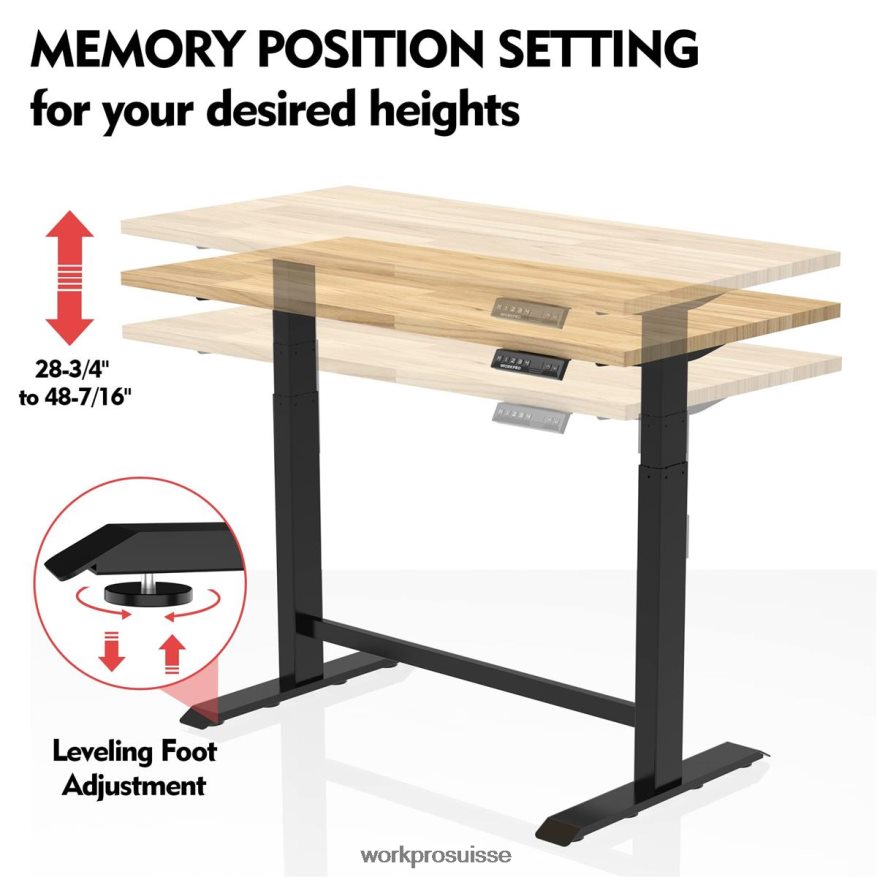 établi électrique réglable en hauteur avec plateau en bois et double moteur Z2LXTF5 morden WORKPRO stockage