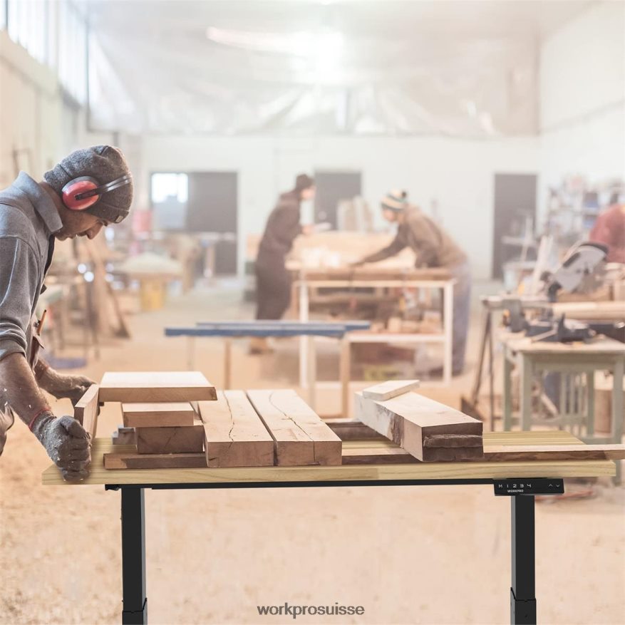 établi électrique réglable en hauteur avec plateau en bois et double moteur Z2LXTF5 morden WORKPRO stockage