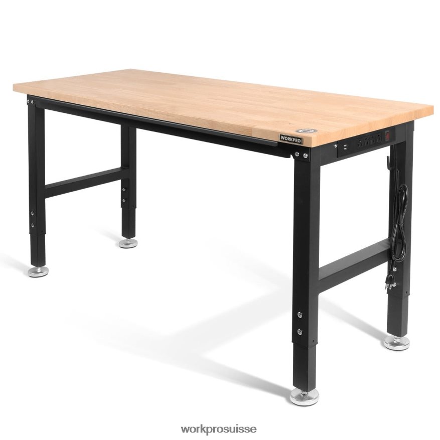 établi réglable capacité de charge de 2000 lb table de travail en bois dur avec prises de courant Z2LXTF1 utile WORKPRO stockage