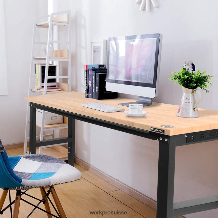 établi réglable capacité de charge de 2000 lb table de travail en bois dur avec prises de courant Z2LXTF1 utile WORKPRO stockage