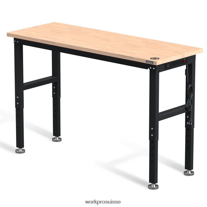 établi réglable capacité de charge de 2000 lb table de travail en bois dur avec prises de courant Z2LXTF1 utile WORKPRO stockage