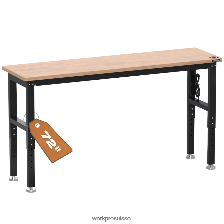 établi réglable capacité de charge de 3000 lb table de travail en bois dur avec prises de courant Z2LXTF4 utile WORKPRO stockage