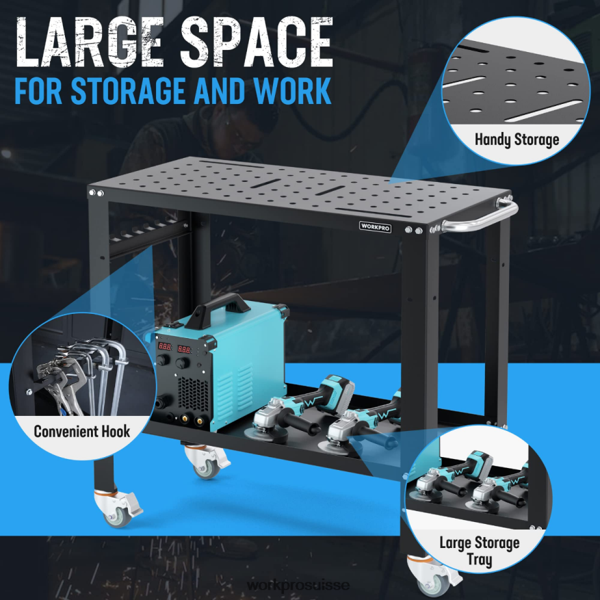 table de soudage portative, capacité de charge de 1 200 lb, plateau de nitruration Z2LXTF13 nouveau WORKPRO stockage