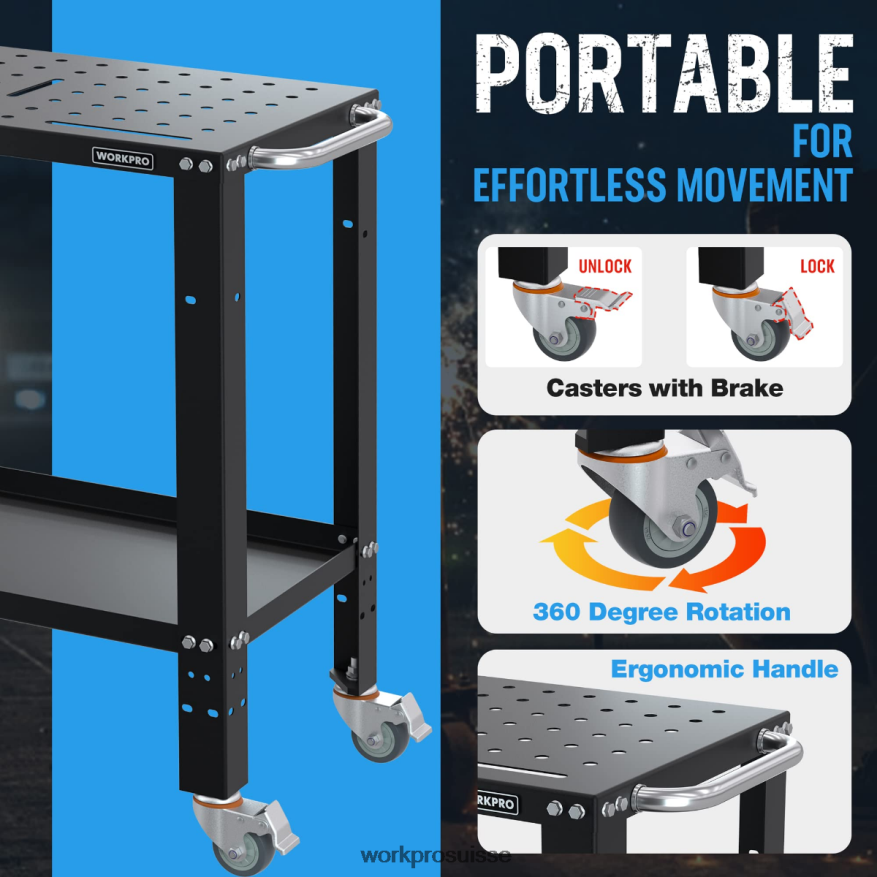 table de soudage portative, capacité de charge de 1 200 lb, plateau de nitruration Z2LXTF13 nouveau WORKPRO stockage