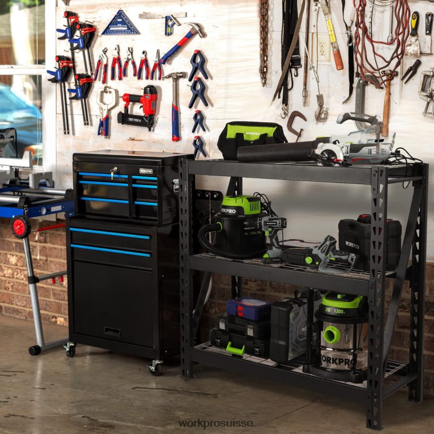 Étagère de garage à 3 niveaux, étagère de rangement en métal robuste, étagère industrielle réglable en hauteur Z2LXTF8 utile WORKPRO stockage