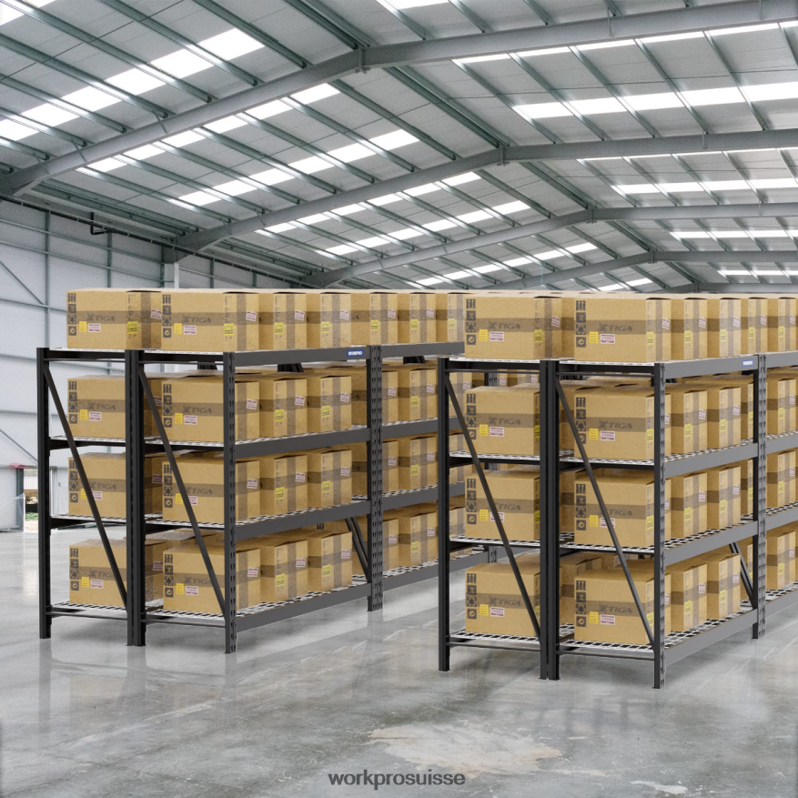 Étagère de garage en métal à 4 niveaux, capacité de 7 200 lb, étagères réglables industrielles robustes Z2LXTF10 utile WORKPRO stockage