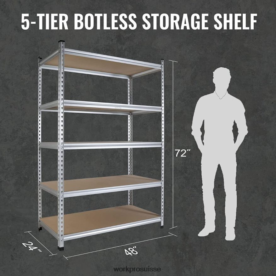 Étagère de rangement à 5 niveaux, support de rangement réglable, étagère en alliage d'aluminium robuste Z2LXTF9 utile WORKPRO stockage