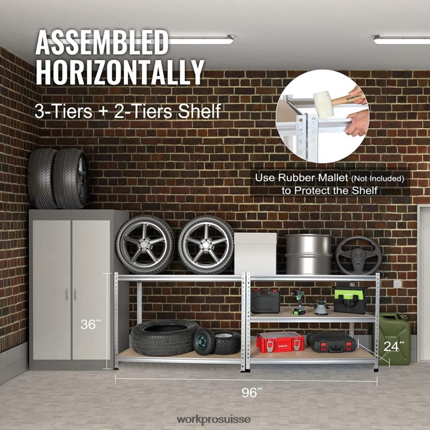 Étagère de rangement à 5 niveaux, support de rangement réglable, étagère en alliage d'aluminium robuste Z2LXTF9 utile WORKPRO stockage