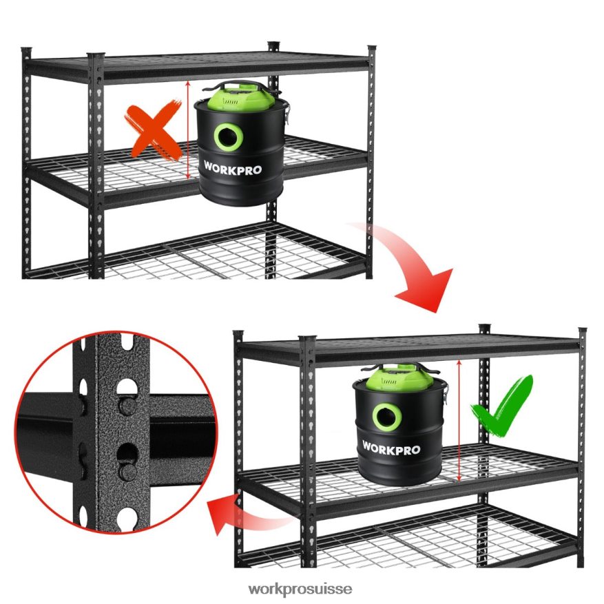 Étagère de rangement en métal à 5 ​​niveaux, support de rangement réglable, étagère robuste Z2LXTF6 noir avec motif argenté WORKPRO stockage