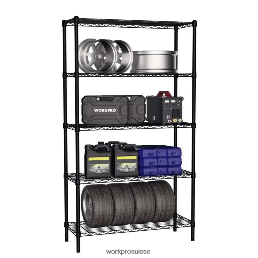 Étagère en fil métallique à 5 niveaux, étagères de rangement en métal, étagère utilitaire robuste Z2LXTF11 utile WORKPRO stockage