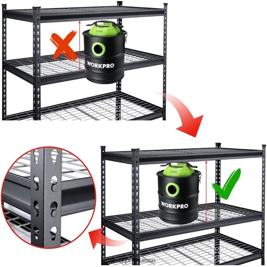 Étagère en métal à 5 ​​niveaux, support de rangement réglable robuste Z2LXTF7 noir WORKPRO stockage