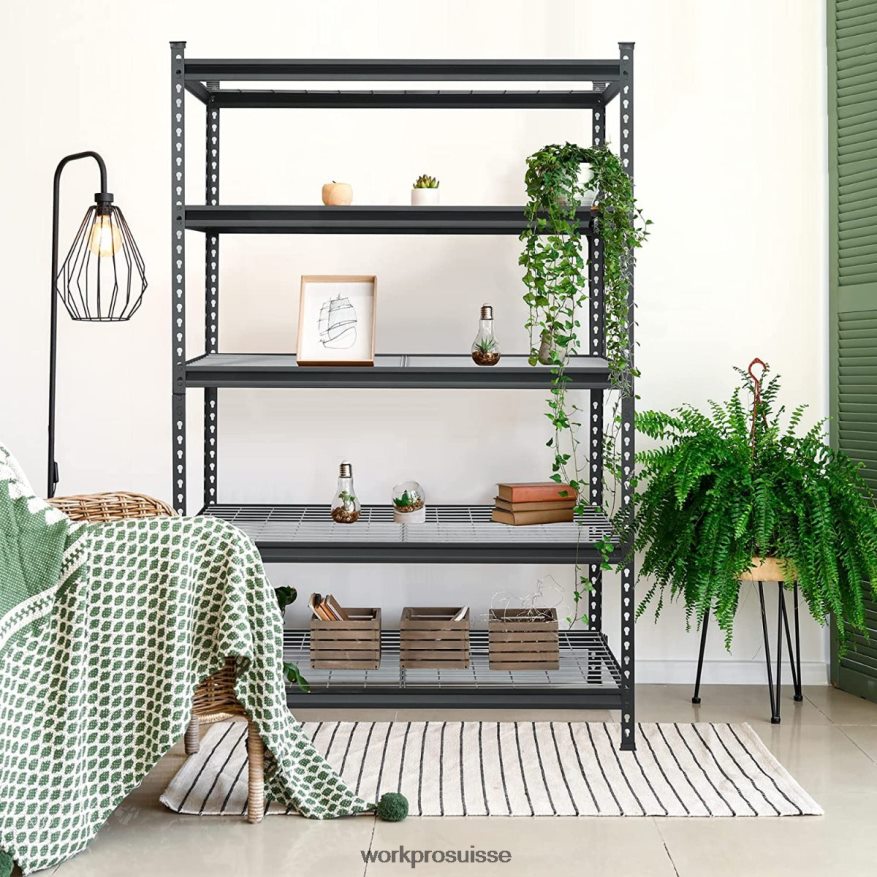 Étagère en métal à 5 ​​niveaux, support de rangement réglable robuste Z2LXTF7 noir WORKPRO stockage