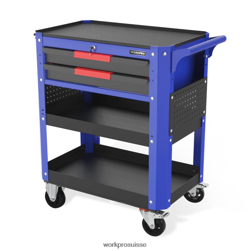 Chariot à outils roulant de qualité supérieure à 2 tiroirs, organisateur de rangement pour chariot de service industriel utilitaire robuste avec roues et système de verrouillage Z2LXTF16 utile WORKPRO