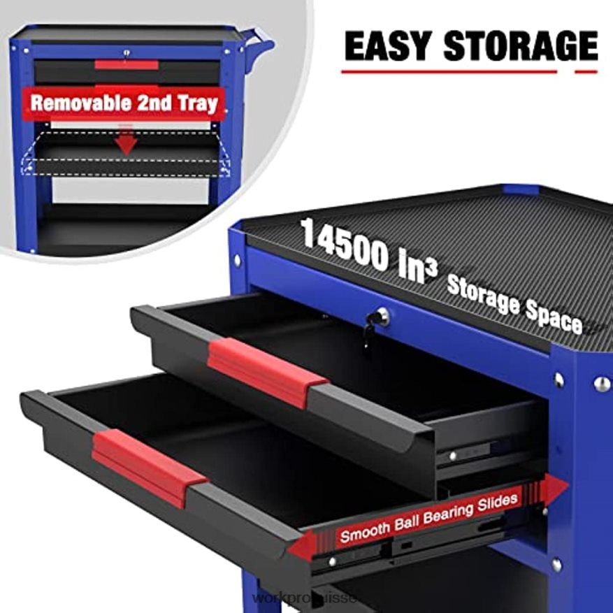 Chariot à outils roulant de qualité supérieure à 2 tiroirs, organisateur de rangement pour chariot de service industriel utilitaire robuste avec roues et système de verrouillage Z2LXTF16 utile WORKPRO