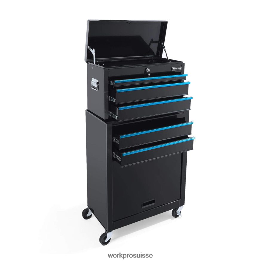 Coffre à outils roulant à 5 tiroirs, armoire de rangement pour outils roulants à tiroir métallique coulissant Z2LXTF18 utile WORKPRO stockage