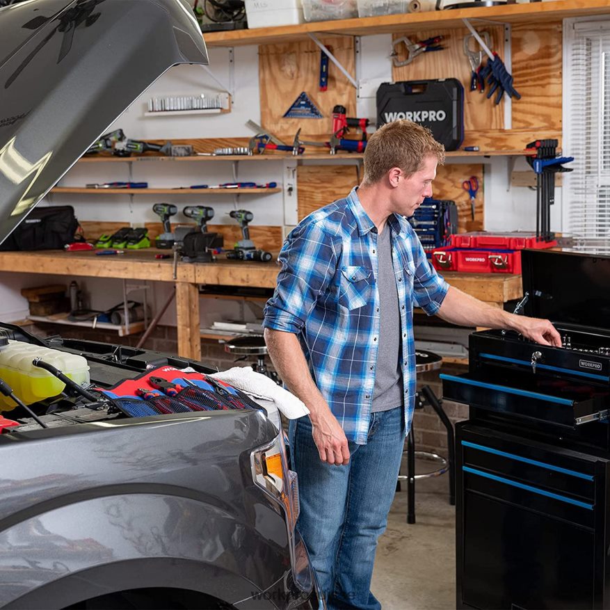 Coffre à outils roulant à 5 tiroirs, armoire de rangement pour outils roulants à tiroir métallique coulissant Z2LXTF18 utile WORKPRO stockage