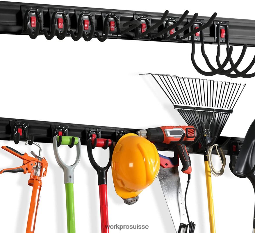 Organisateur d'outils de garage mural, organisateur d'outils de jardin, support de rangement, cintres à outils robustes 64 pouces Z2LXTF21 utile WORKPRO stockage