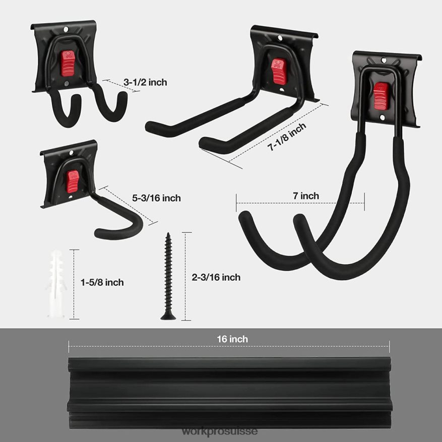 Organisateur d'outils de garage mural, organisateur d'outils de jardin, support de rangement, cintres à outils robustes 64 pouces Z2LXTF21 utile WORKPRO stockage