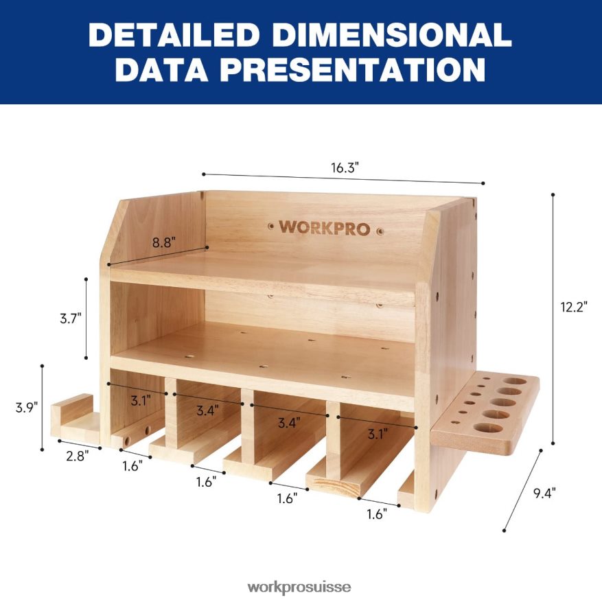 Organisateur d'outils électriques, support de rangement pour perceuse sans fil, support mural avec 5 fentes de suspension pour perceuse, rangement d'outils en bois massif Z2LXTF19 utile WORKPRO stocka