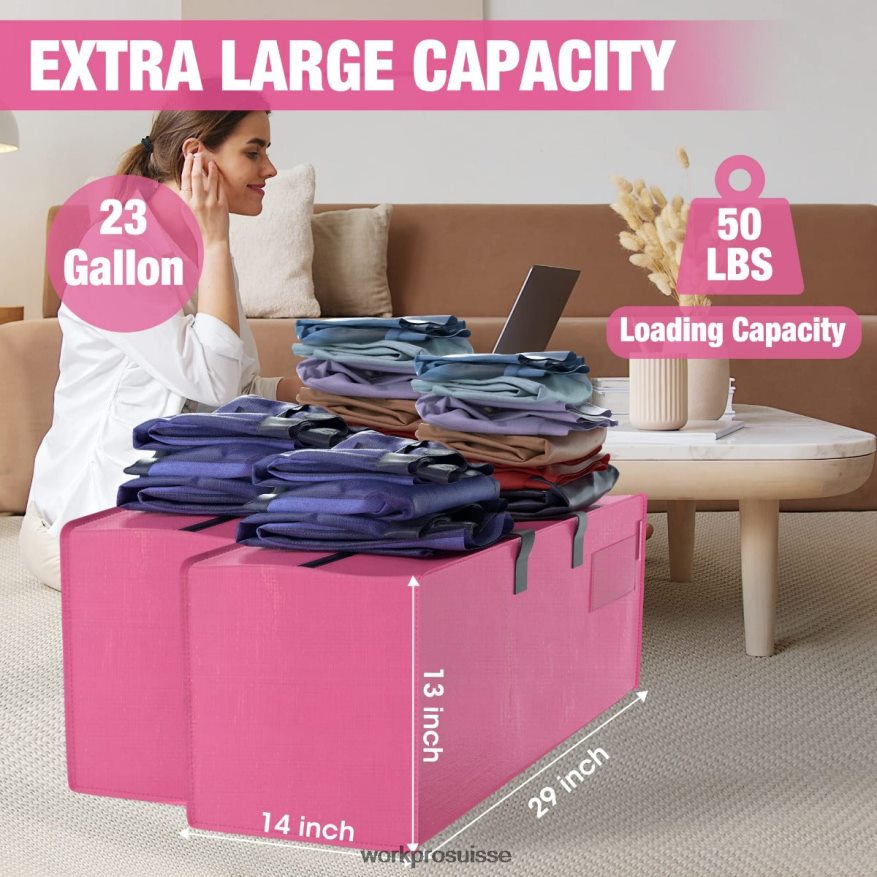 Paquet de 6 sacs fourre-tout de déménagement extra-larges et robustes avec fermetures éclair et poignées de transport, sangles de sac à dos Z2LXTF142 rose bleu WORKPRO stockage