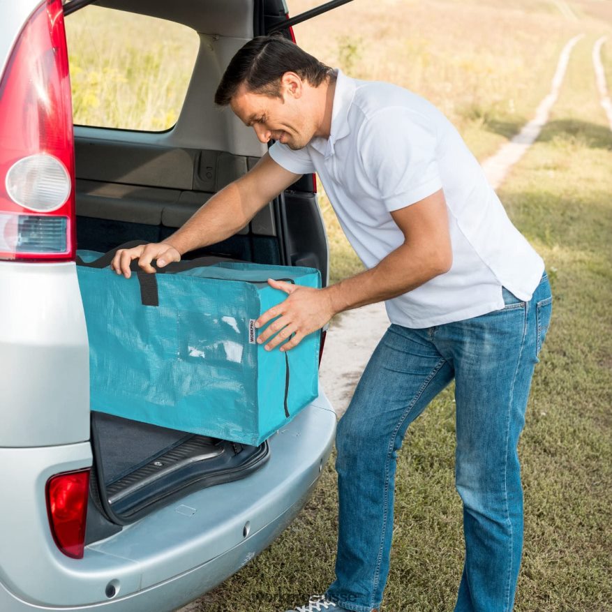 Paquet de 6 sacs fourre-tout de déménagement extra-larges et robustes avec fermetures éclair et poignées de transport, sangles de sac à dos Z2LXTF142 rose bleu WORKPRO stockage