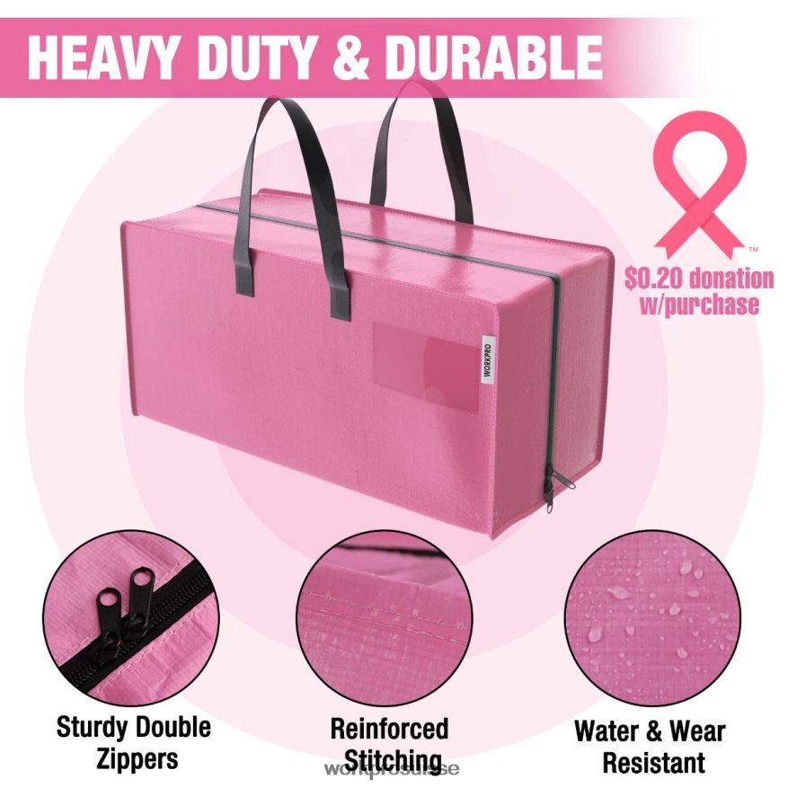 Paquet de 6 sacs fourre-tout de déménagement extra-larges et robustes avec fermetures éclair et poignées de transport, sangles de sac à dos Z2LXTF142 rose bleu WORKPRO stockage