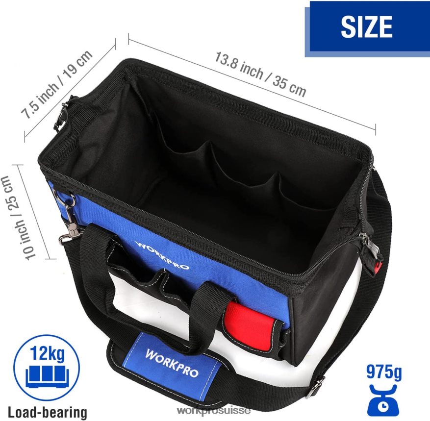 Sac à outils de 14 pouces, organisateur d'outils multi-poches avec bandoulière réglable Z2LXTF31 utile WORKPRO stockage