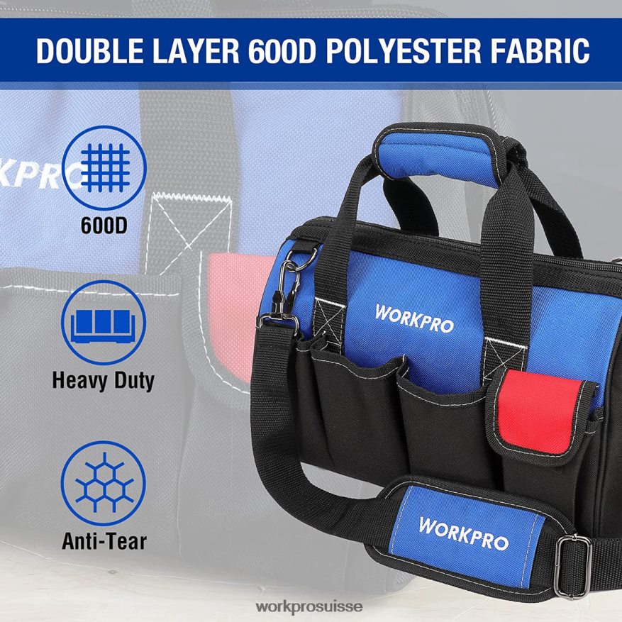 Sac à outils de 14 pouces, organisateur d'outils multi-poches avec bandoulière réglable Z2LXTF31 utile WORKPRO stockage