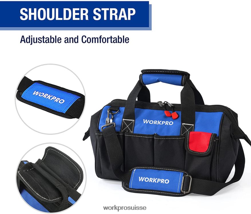 Sac à outils de 14 pouces, organisateur d'outils multi-poches avec bandoulière réglable Z2LXTF31 utile WORKPRO stockage