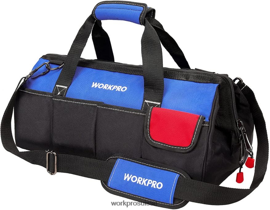Sac à outils de rangement à ouverture large et fermé de 18 pouces avec bandoulière réglable Z2LXTF27 utile WORKPRO stockage