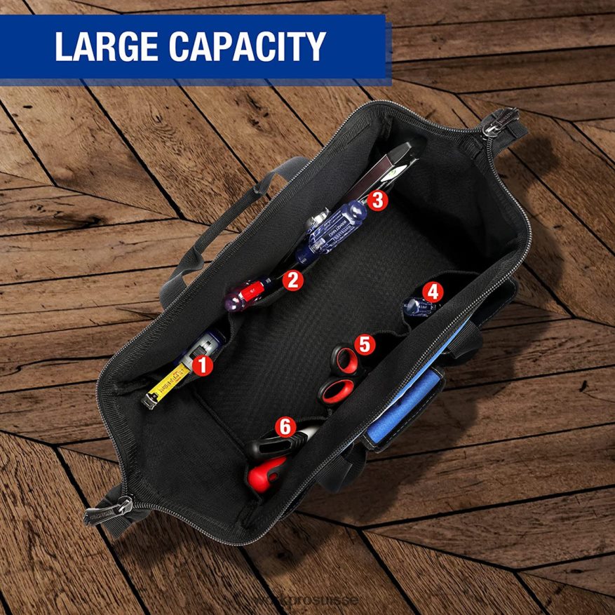 Sac à outils de rangement à ouverture large et fermé de 18 pouces avec bandoulière réglable Z2LXTF27 utile WORKPRO stockage