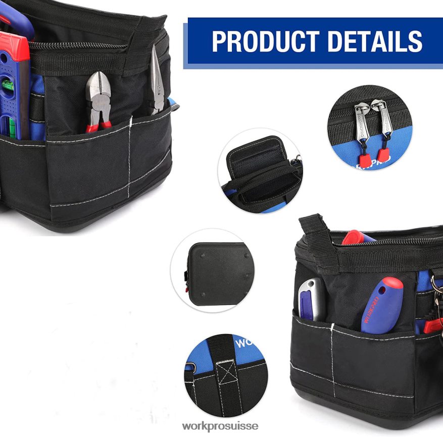 Sac à outils à ouverture large de 16 pouces avec base moulée étanche Z2LXTF34 utile WORKPRO stockage