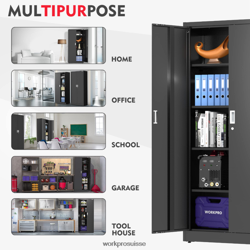 armoire de rangement, armoires de garage en métal avec portes et étagères Z2LXTF22 morden WORKPRO stockage