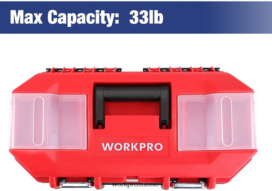 boîte à outils portable avec plateau amovible boîte à outils robuste avec 2 loquets métalliques Z2LXTF33 utile WORKPRO stockage