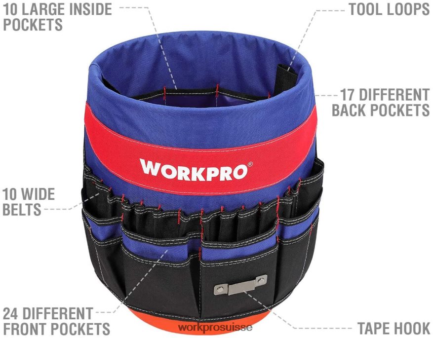 organisateur d'outils seau avec 51 poches (outils exclus) Z2LXTF20 utile WORKPRO stockage