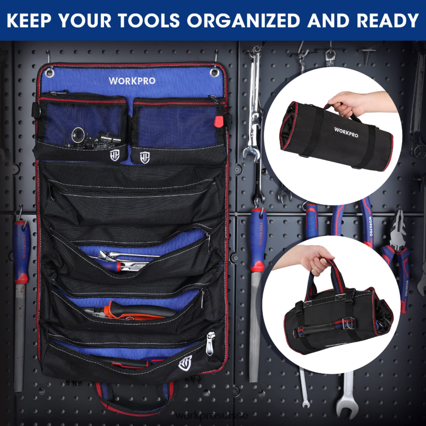 organisateur de sac à outils robuste avec 6 poches et pochettes à outils amovibles Z2LXTF32 nouveau WORKPRO stockage