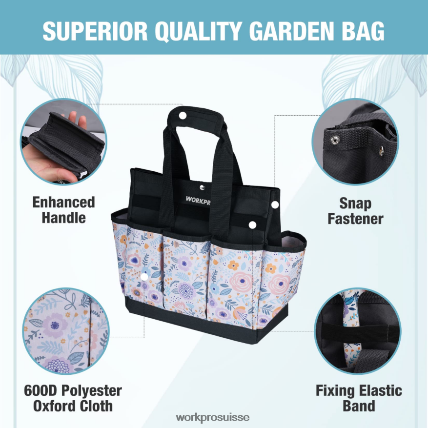 sac à outils de jardin avec 9 poches Z2LXTF286 floral blanc/fleuri rose WORKPRO stockage