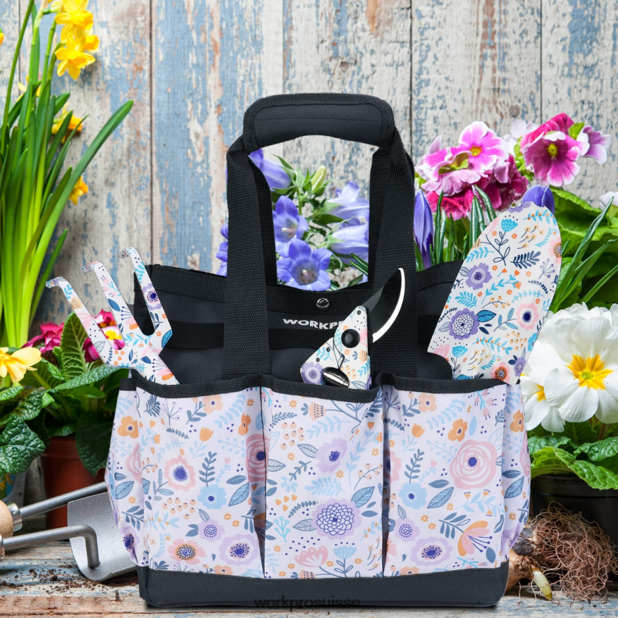 sac à outils de jardin avec 9 poches Z2LXTF286 floral blanc/fleuri rose WORKPRO stockage