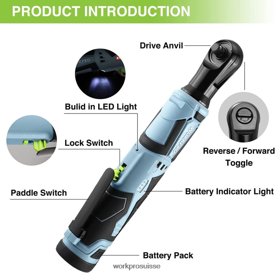 Clé à cliquet électrique sans fil, clé à cliquet électrique 12v 40 pi-lb, ensemble de 9 pièces Z2LXTF227 utile WORKPRO outil