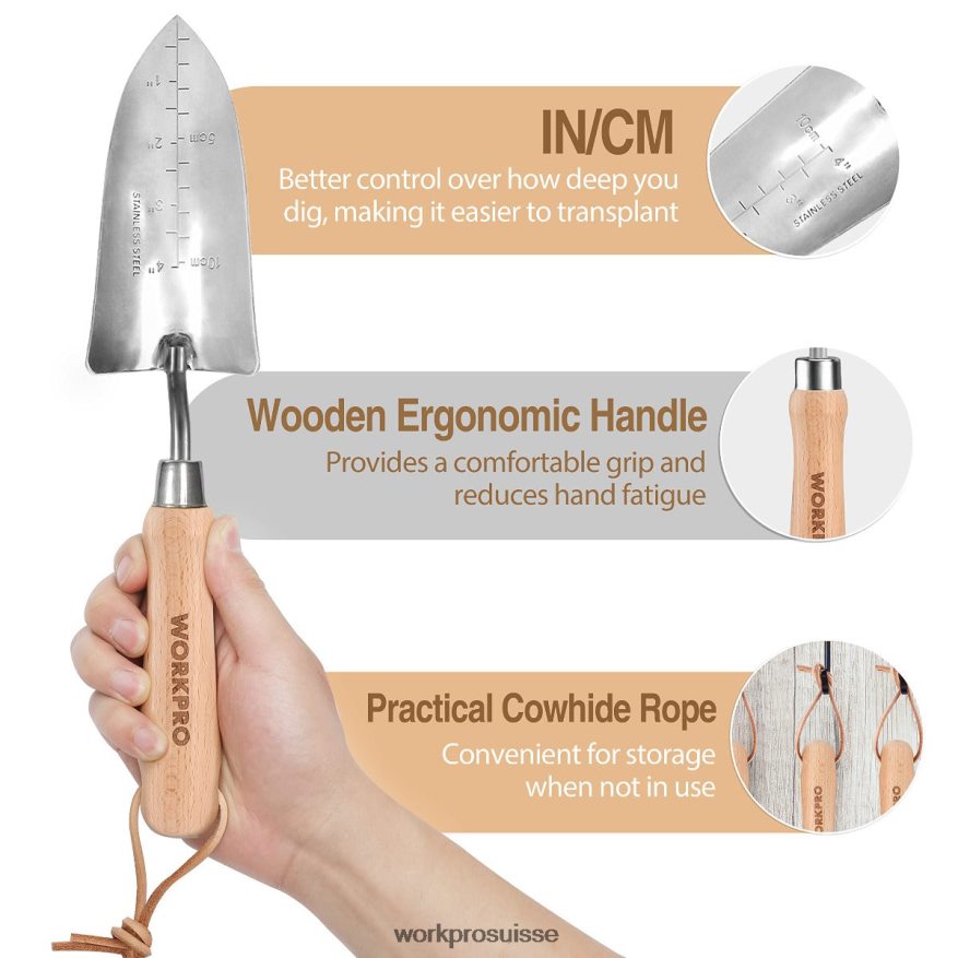 Ensemble d'outils de jardinage 7 pièces, outils de jardinage robustes en acier inoxydable Z2LXTF252 rose WORKPRO outil