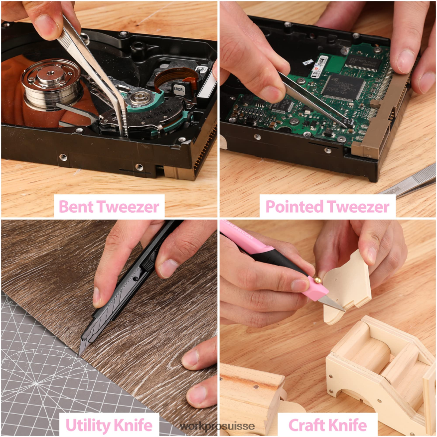 Ensemble d'outils de réparation de précision de 33 pièces comprenant un jeu de pinces Z2LXTF257 rose bleu WORKPRO outil