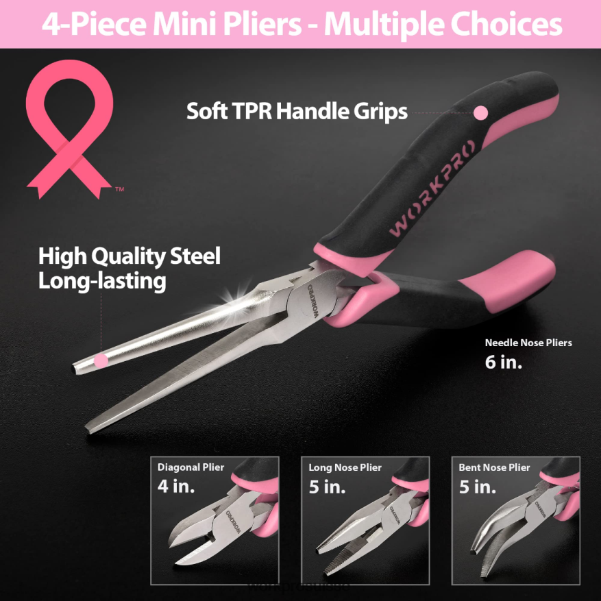 Ensemble d'outils de réparation de précision de 33 pièces comprenant un jeu de pinces Z2LXTF257 rose bleu WORKPRO outil