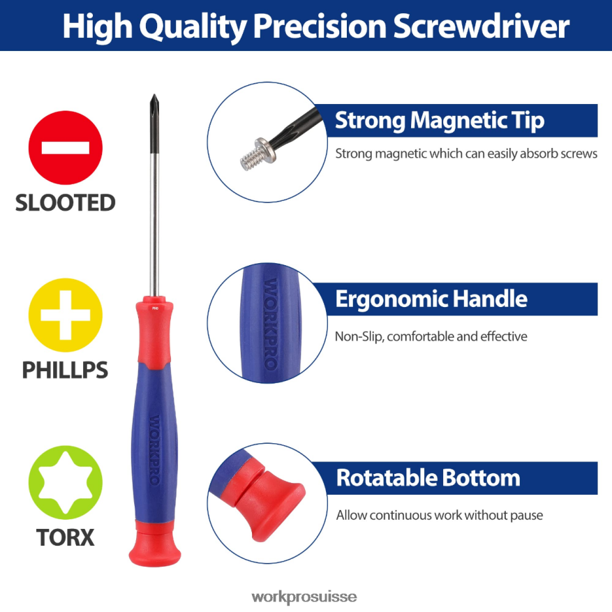 Ensemble d'outils de réparation de précision de 33 pièces comprenant un jeu de pinces Z2LXTF257 rose bleu WORKPRO outil