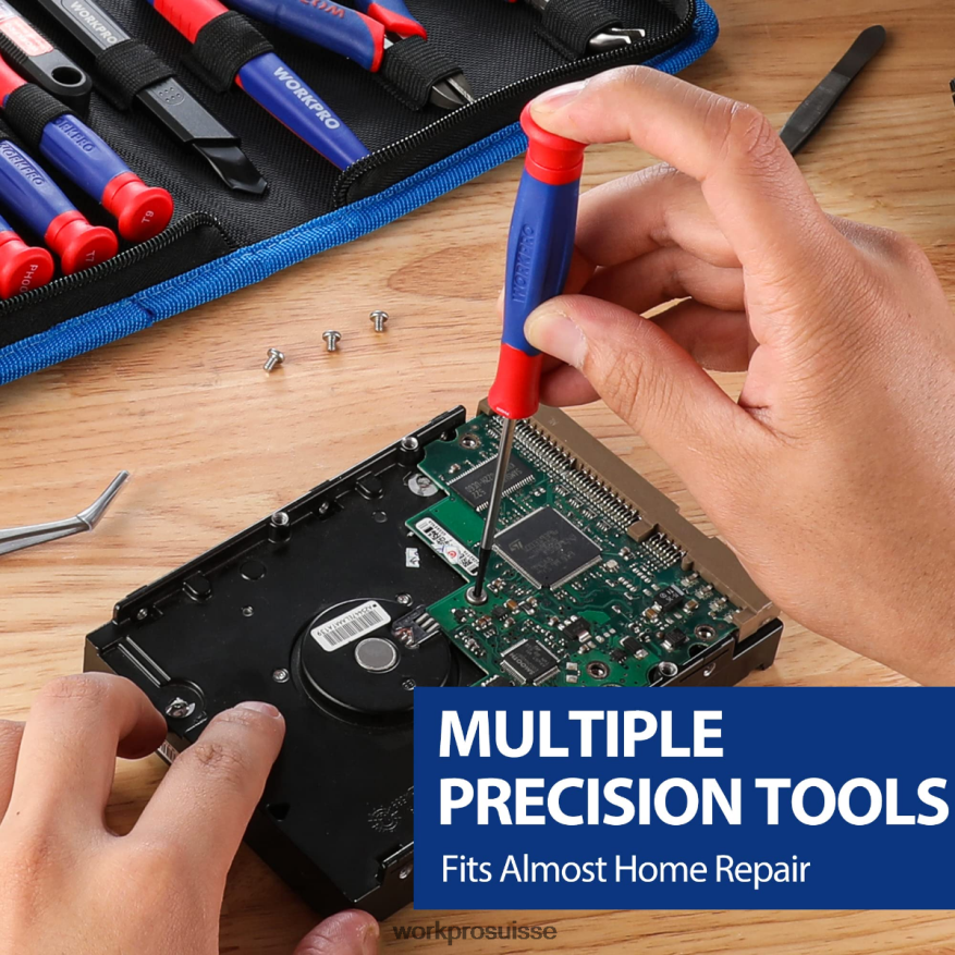Ensemble d'outils de réparation de précision de 33 pièces comprenant un jeu de pinces Z2LXTF257 rose bleu WORKPRO outil