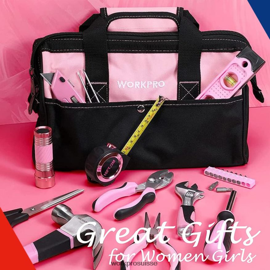 Ensemble d'outils de réparation pour femmes, 106 pièces, avec sac de rangement à large ouverture Z2LXTF245 utile WORKPRO outil