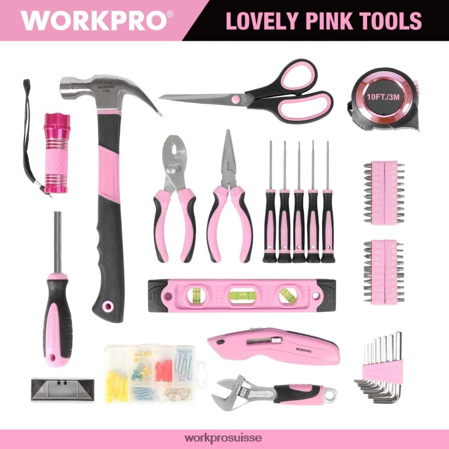 Ensemble d'outils de réparation pour femmes, 106 pièces, avec sac de rangement à large ouverture Z2LXTF245 utile WORKPRO outil