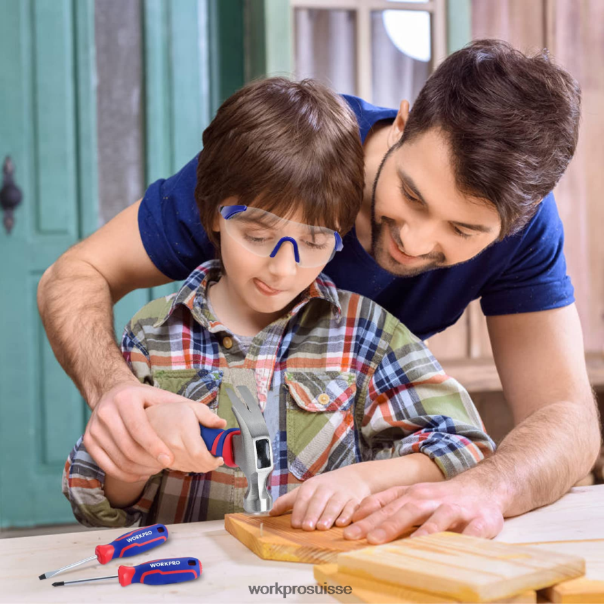 Ensemble d'outils junior pour enfants de 9 pièces avec sac à outils Z2LXTF253 rose bleu WORKPRO outil