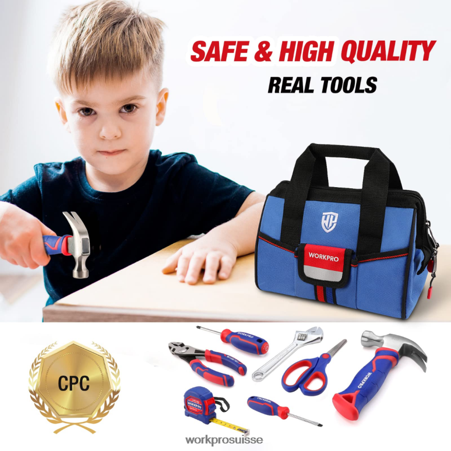 Ensemble d'outils junior pour enfants de 9 pièces avec sac à outils Z2LXTF253 rose bleu WORKPRO outil